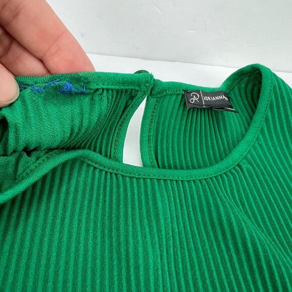 Adriana Papell Pleated Georgette Crepe Blouse Kelly Green Keyhole Blouse Small - Picture 12 of 12